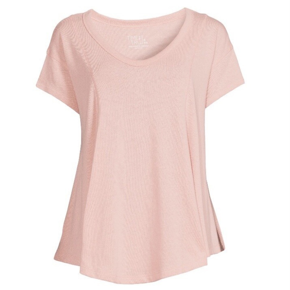 Time and Tru Womens Seamed Tee Small 4-6 New with Tags Pink Relaxed Swingy Soft